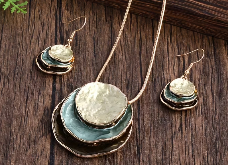 New Beautiful Bohemian Layer Round Zinc Alloy Enamel Jewelry Set