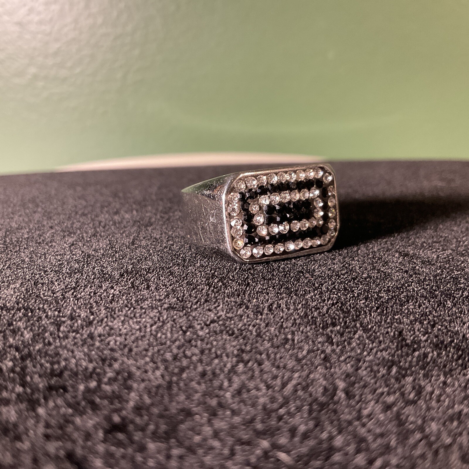 Men’s Stainless Steel Clear & Black Multi-stone (80) Size 7 1/4 Ring