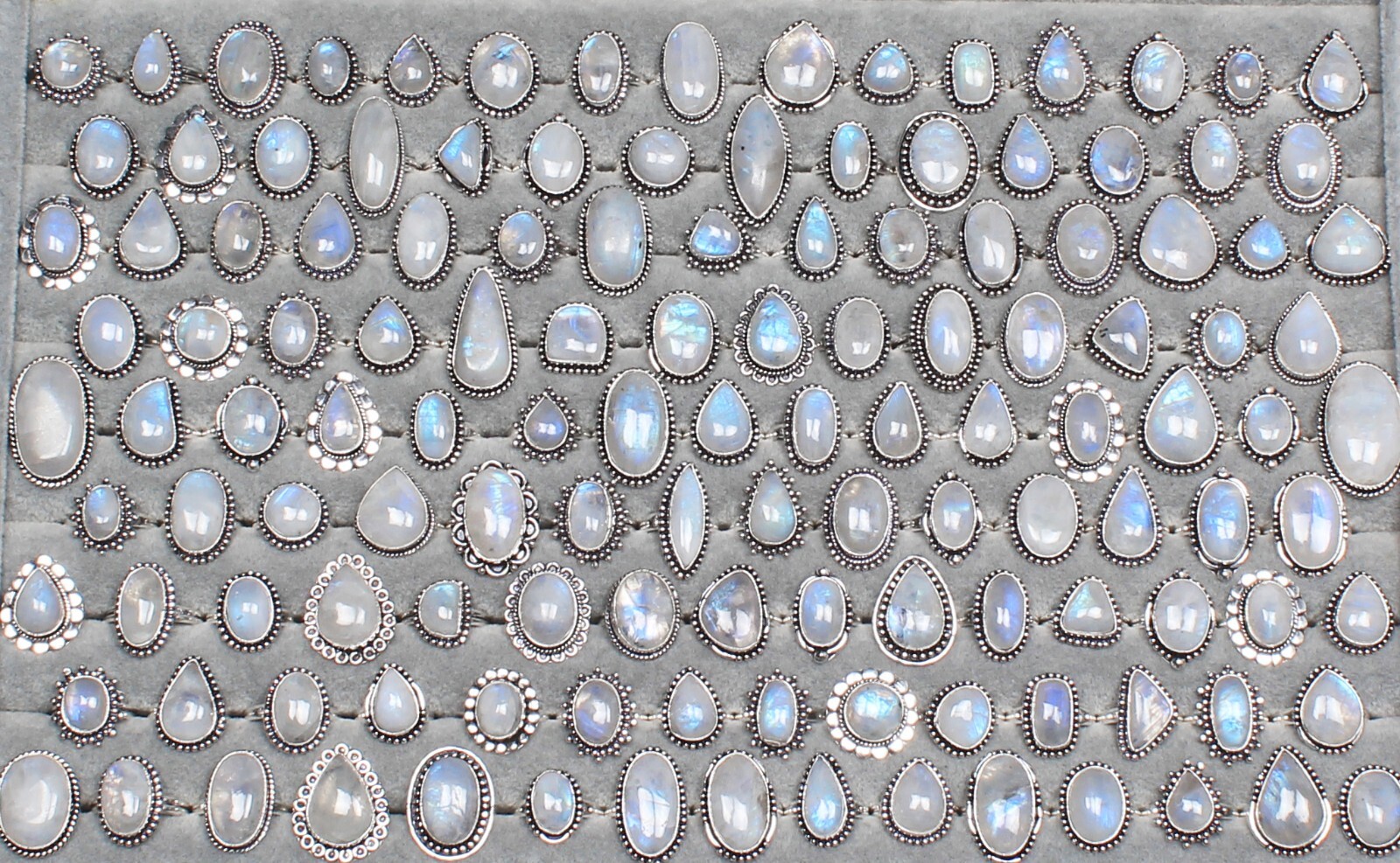 Natural Flashy Rainbow Moonstone Gemstone Handmade Rings For Women Jewelry