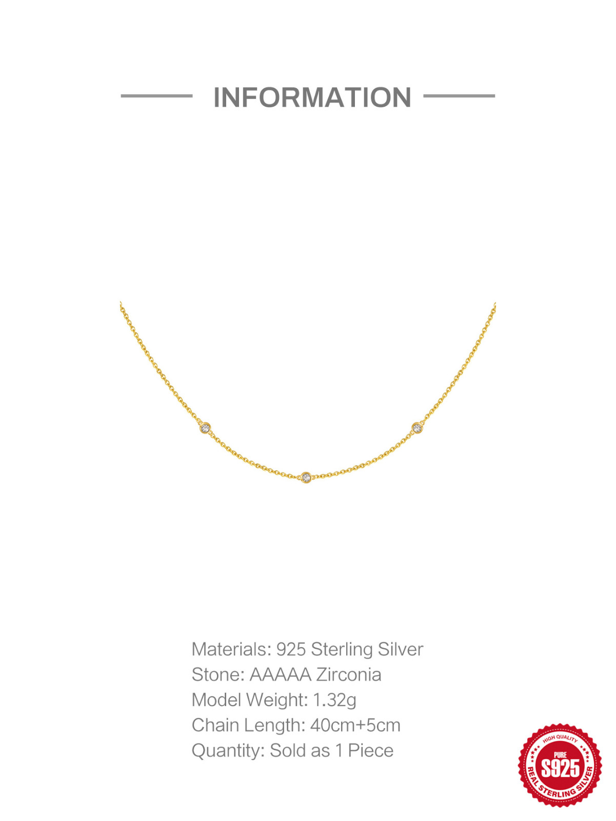 925 Sterling Silver CZ Crystal Bubble Station Chain Necklace for Women