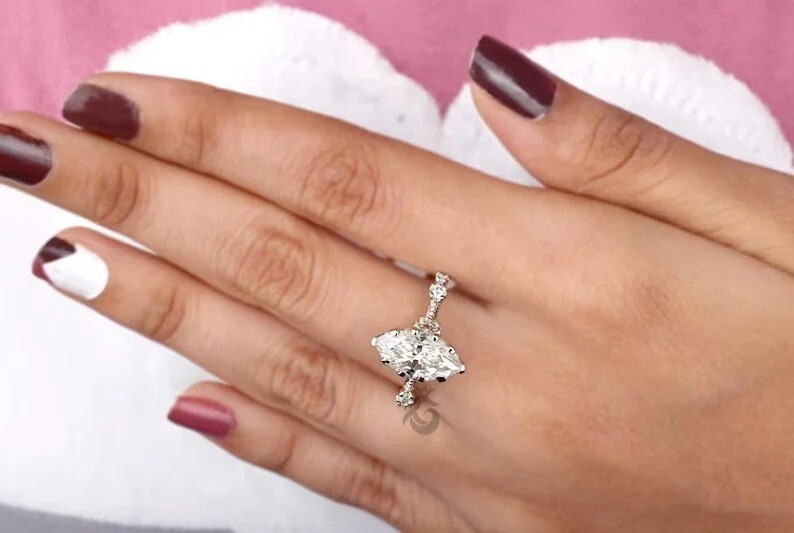 Wedding Womens Ring Sterling Silver Moissanite Gemstone Ring Handmade Ring