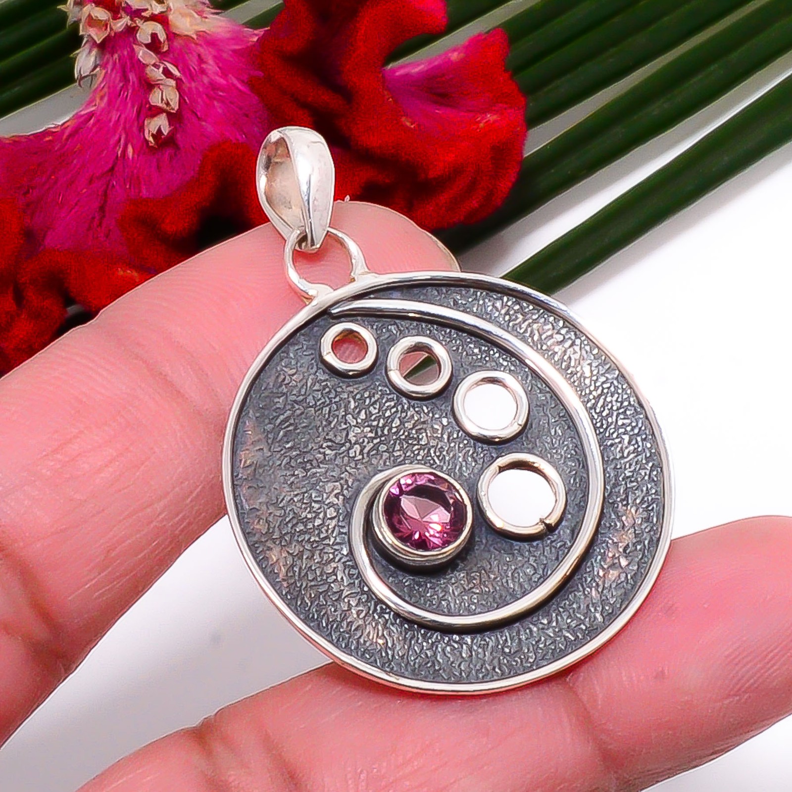 Pink Amethyst 925 Sterling Silver Jewelry Pendant 1.72″ Sk12, Christmas Gift