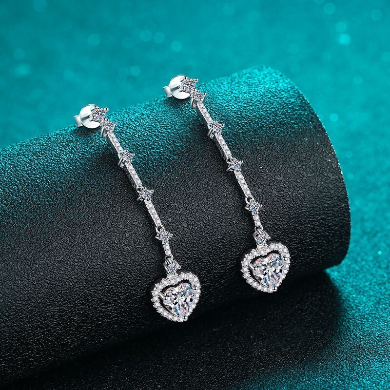 2.20 Ct Round Cut Simulated Diamond Large Drop Earrings In 14k White Gold Plated