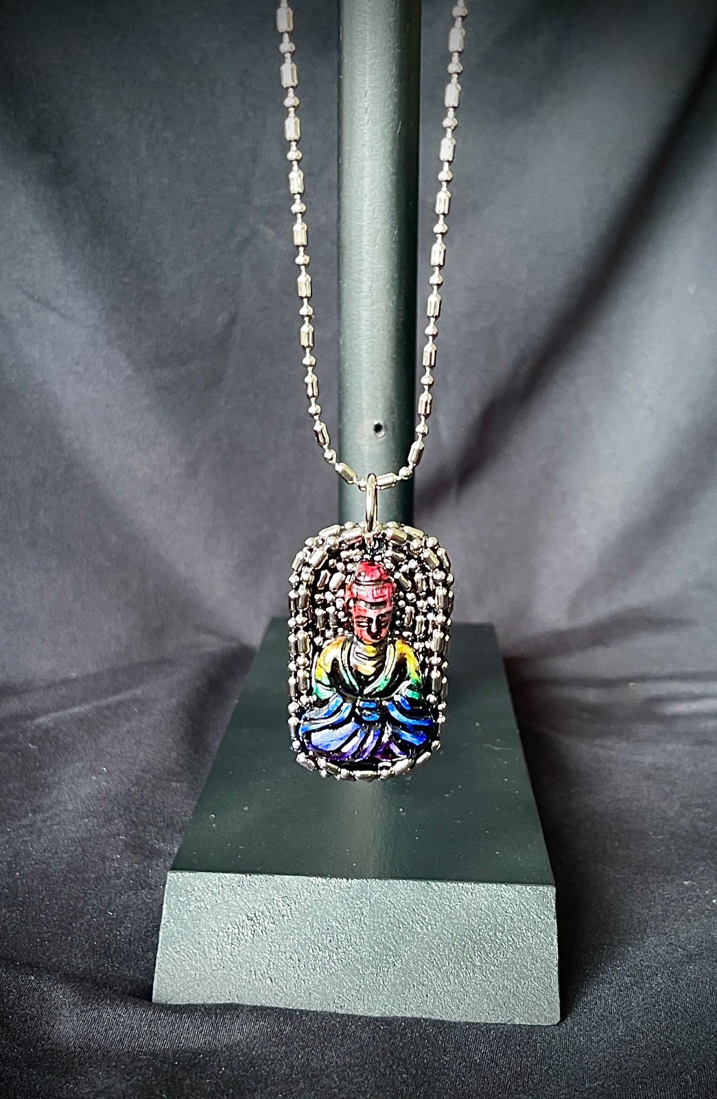 Rainbow Buddha Relic Necklace Pride Wearable Art Darren McNeese