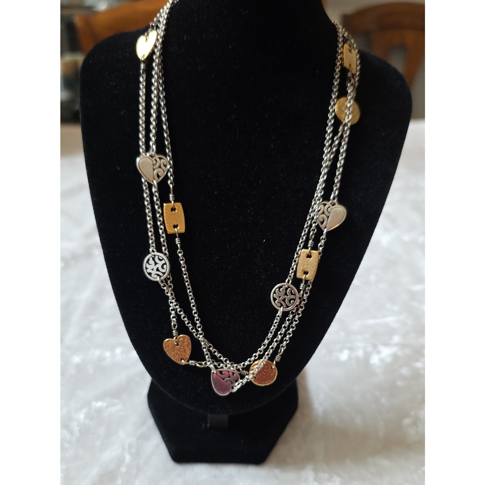 Brighton Retired Deco 3 Chain Necklace