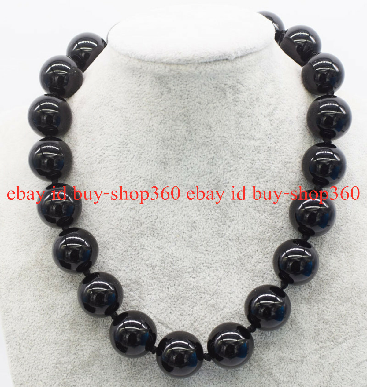 Natural 20mm Huge Round Black Agate Gemstone Beads Necklace 17/20/22//24″ AAA