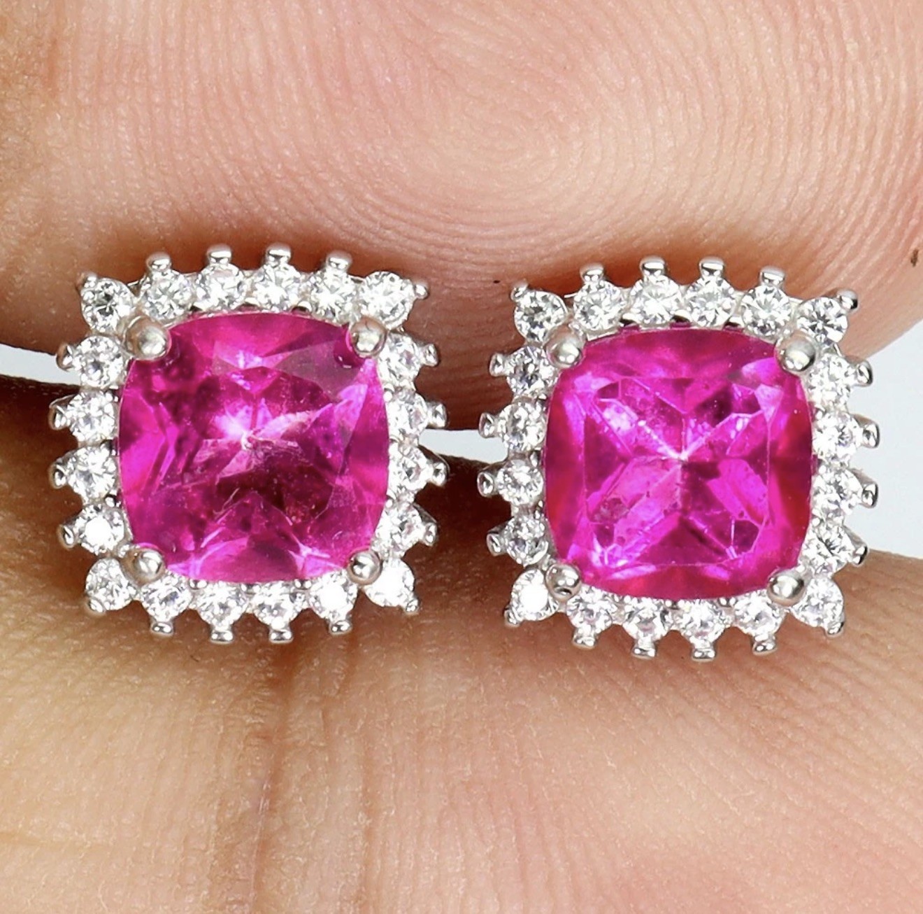 Set! – 1.15CT Natural Pink Topaz Ring 8 Pendant Necklace & Earrings 925 Sterling