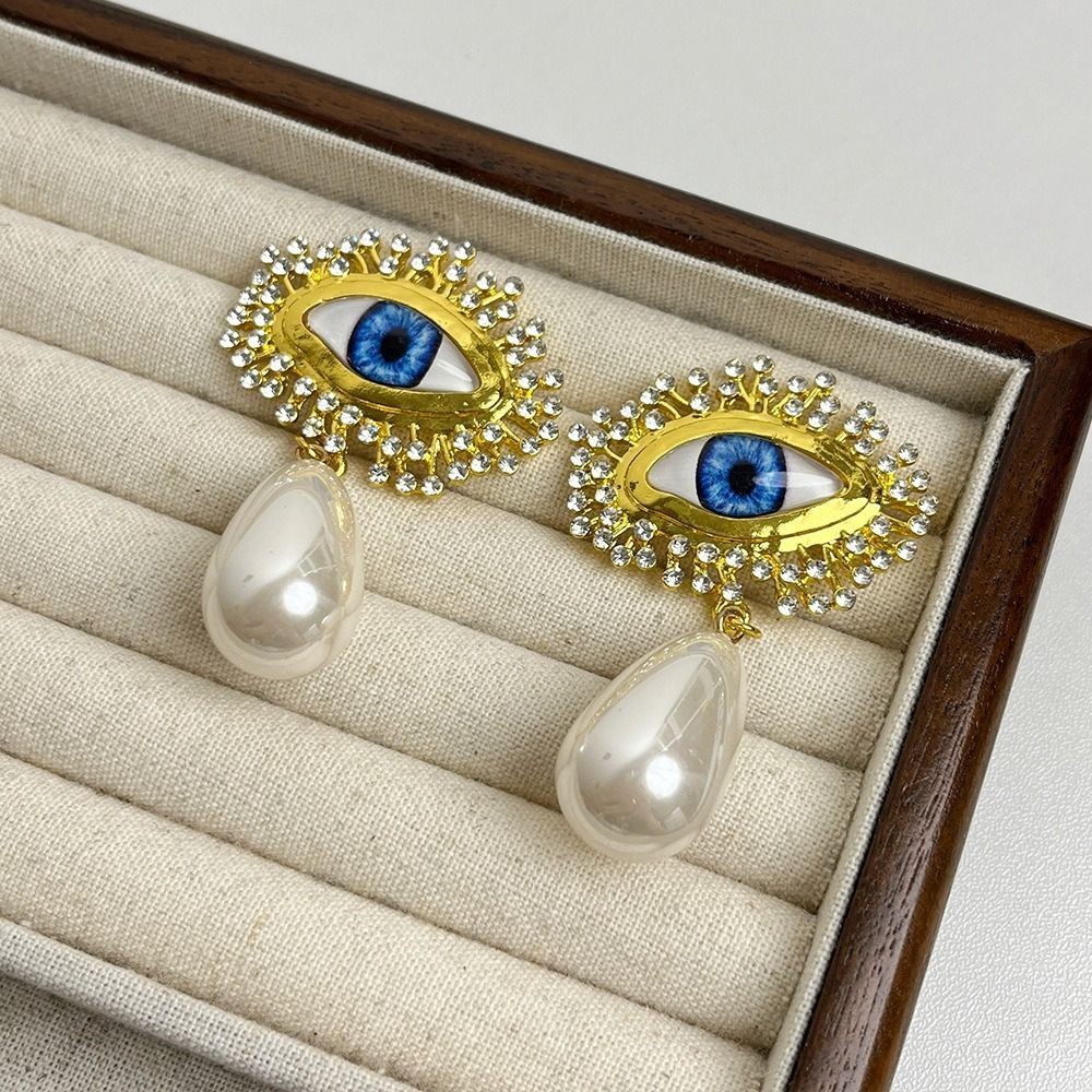 Women’s Abstract Eye Statement Drop Earrings Gold Tone Zinc Alloy Fashion Stud