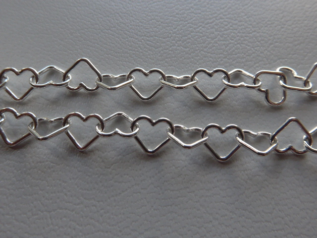 11″ ANKLE BRACELET ITALIAN STERLING SILVER OPEN HEART STYLE 7mm ITALY 925