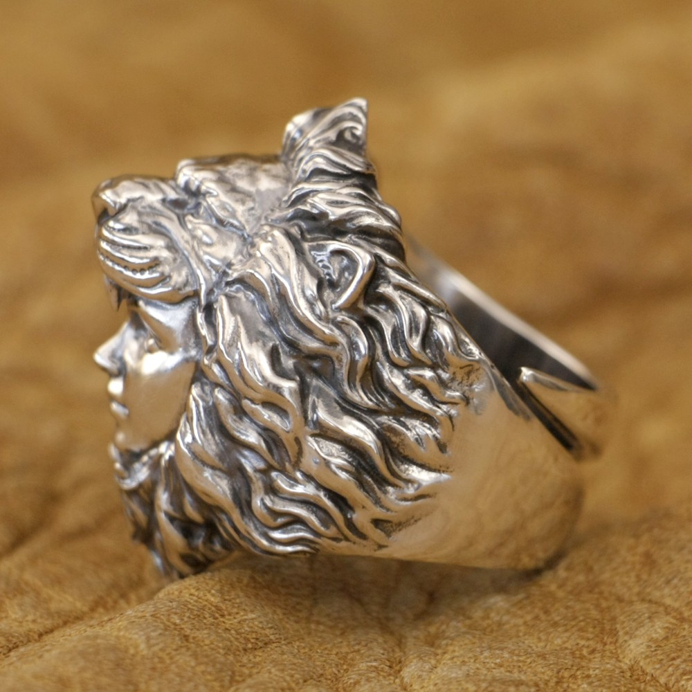 Lion Beauty 925 Sterling Silver Biker Ring TK349D Open US Size 8~15 HZ
