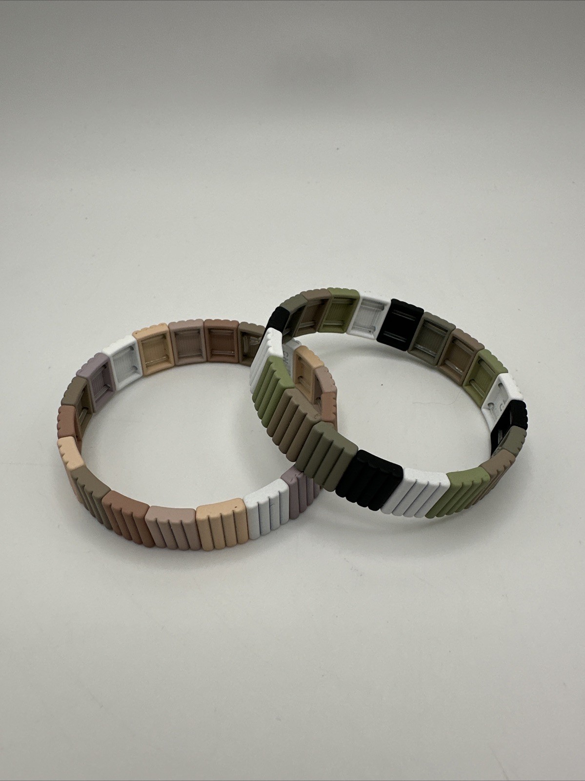 Multi Colored Ribbed Textured Color Block Stretch Bracelets Set