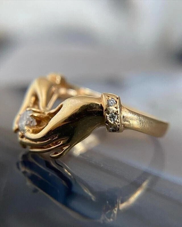 Lab Created Diamond 1Ct Round Promise Hand Wedding Ring 14K Yellow Gold Plated