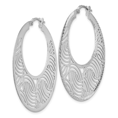 *BRAND NEW* Leslie’s Sterling Silver Fancy Polished Cut-out Hoop Earrings QLE530