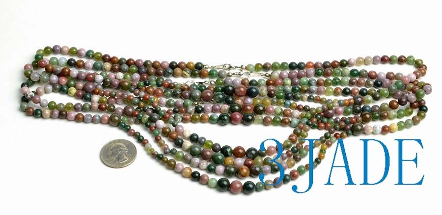 22″ Natural Multicolor Moss Agate Beads Necklace