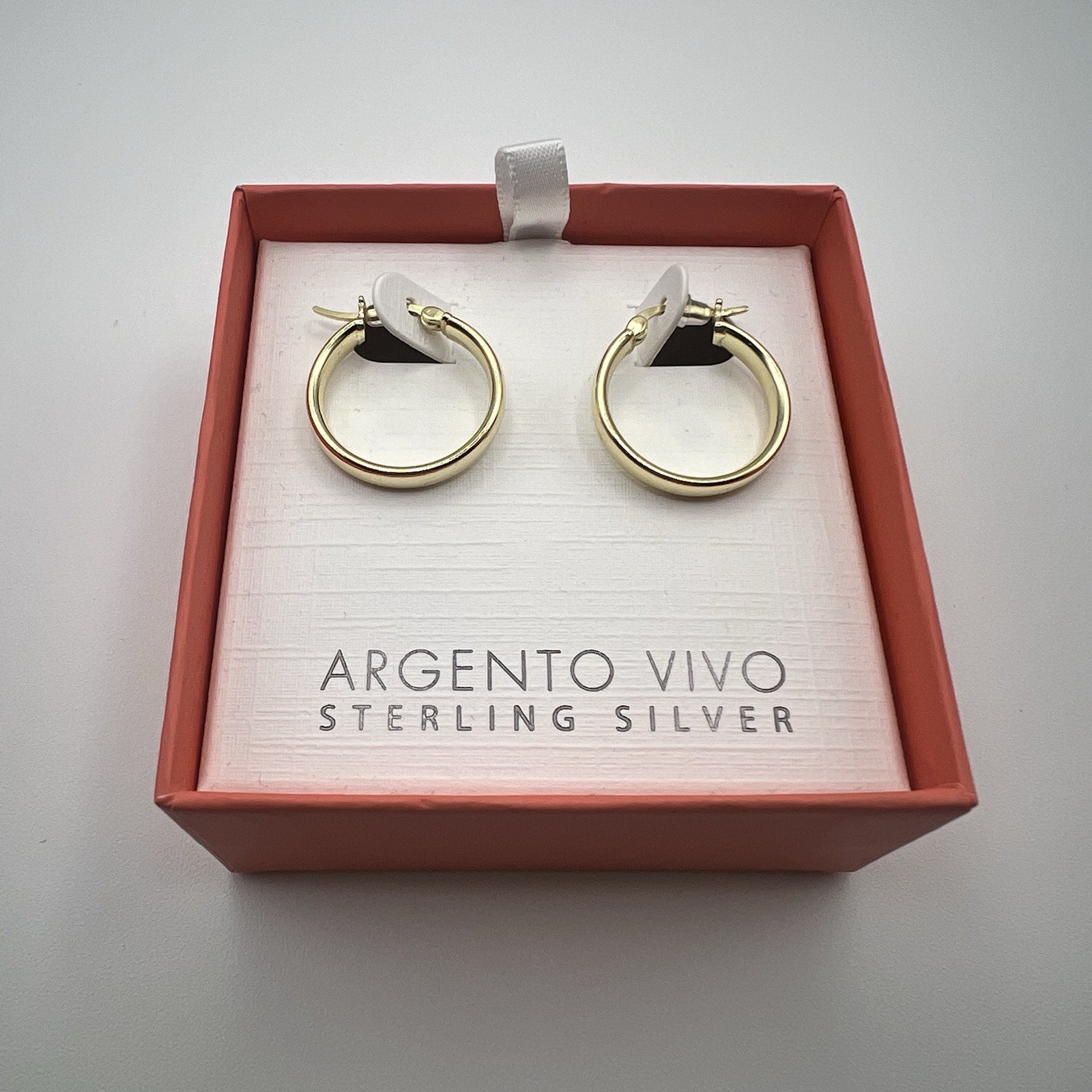 Argento Vivo Hoop Earrings Sterling Silver Color Gold 0.7 “