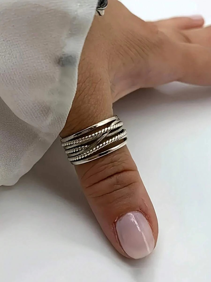 1pc Vintage Adjustable Thumb Ring Boho Multi Layer Open Statement Ring