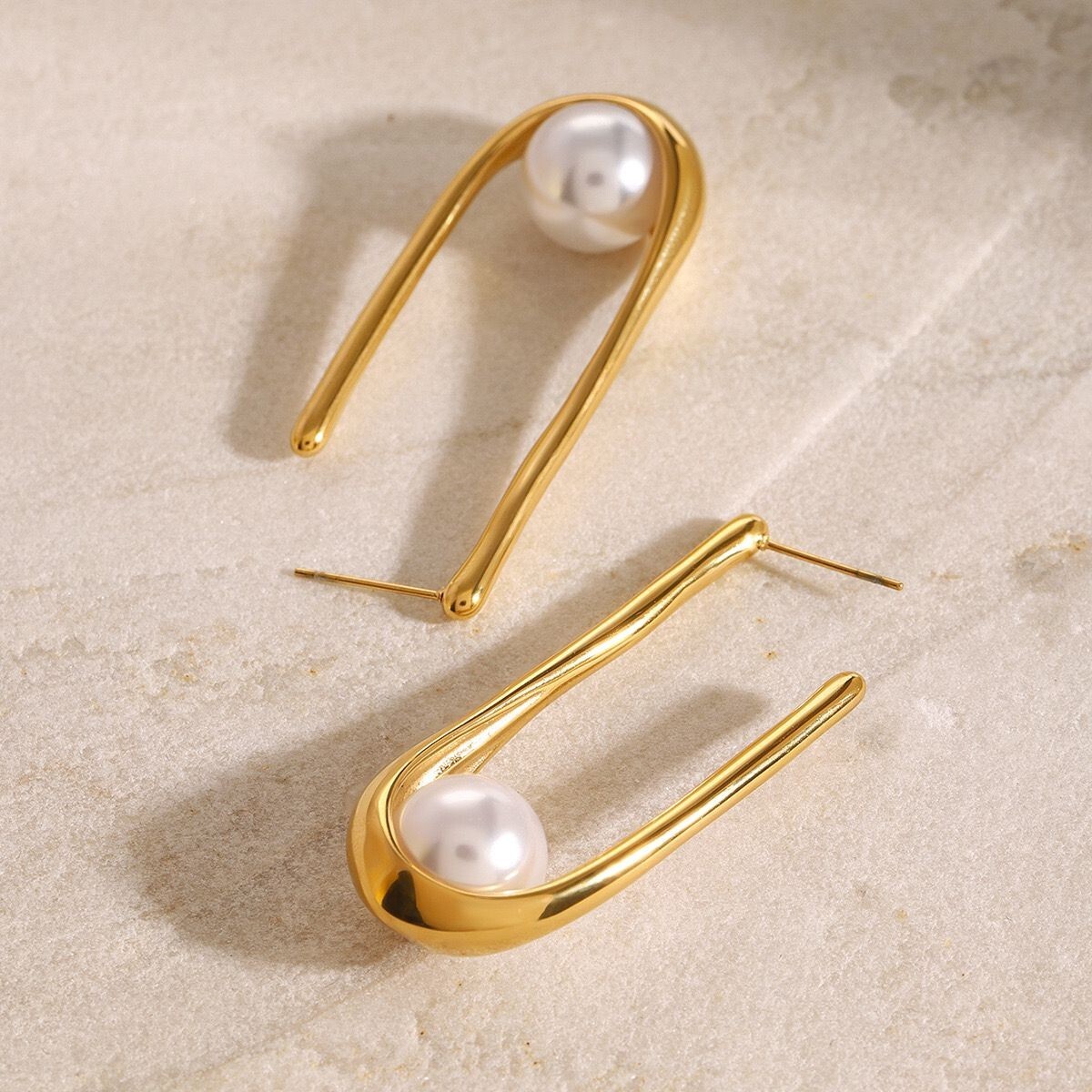 Woman 18K Gold Plated Pearl Earring Stud Drop Dangle Anti-tarnish
