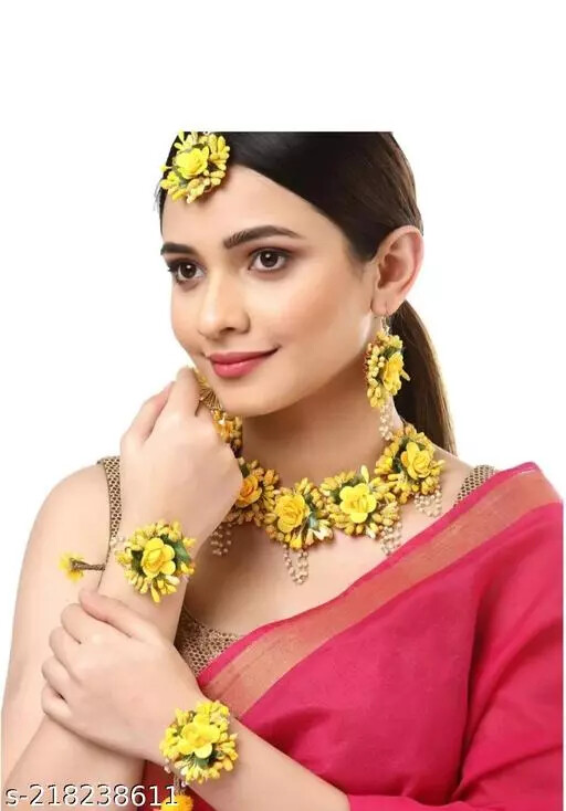 Artificial Flower Jewellery Bridal Set for mehandi/haldi/baby shower
