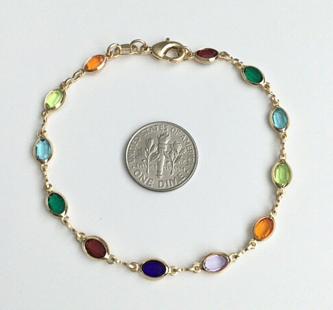 18K GOLD FILLED CRYSTAL BRACELET 7.5” LONG / PULSERA CRISTAL 7.5″ – ANK114