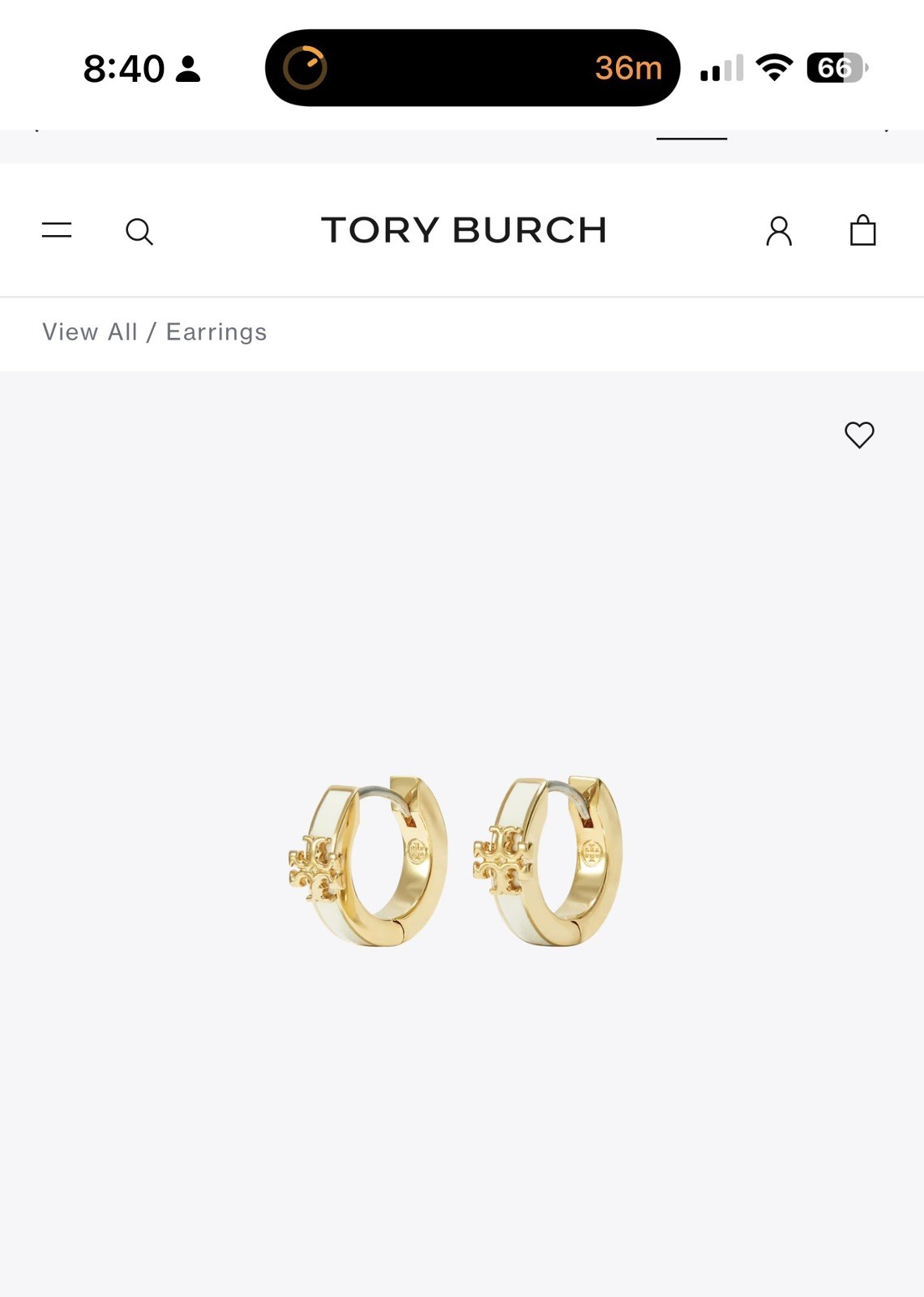 Tory Burch Gold RARE Metal Enamel Hoop Earrings Hinged Closure Round Lobe PINK