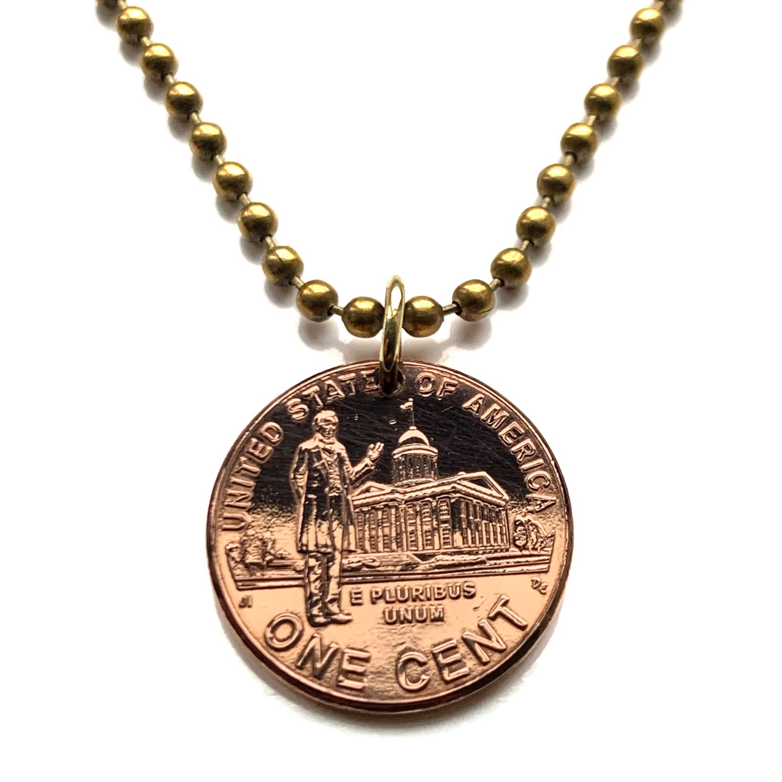 2009 USA 1 Penny coin pendant Abraham Lincoln capitol Honest Abe Kentucky 003833