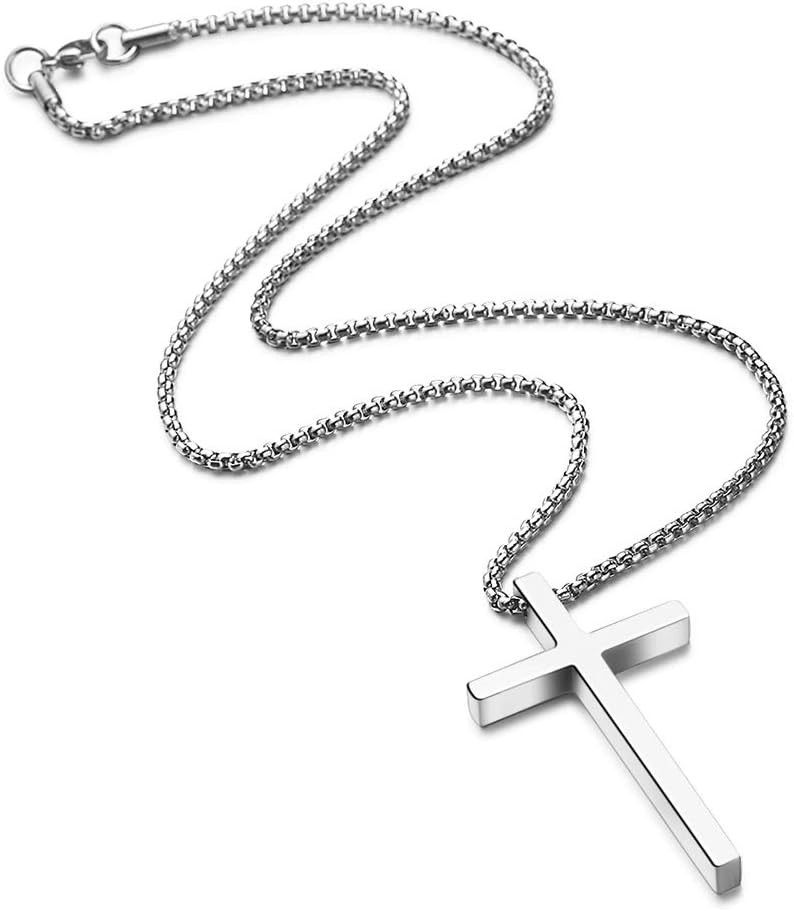 Stylish Cross Pendant Necklace for Men – Hypoallergenic Steel – 16 to 30 Inch