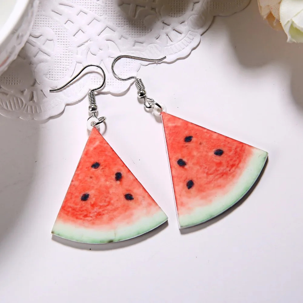 Fruit Dangle Earrings Strawberry Watermelon Tomato Kiwi Orange Acrylic Jewelry
