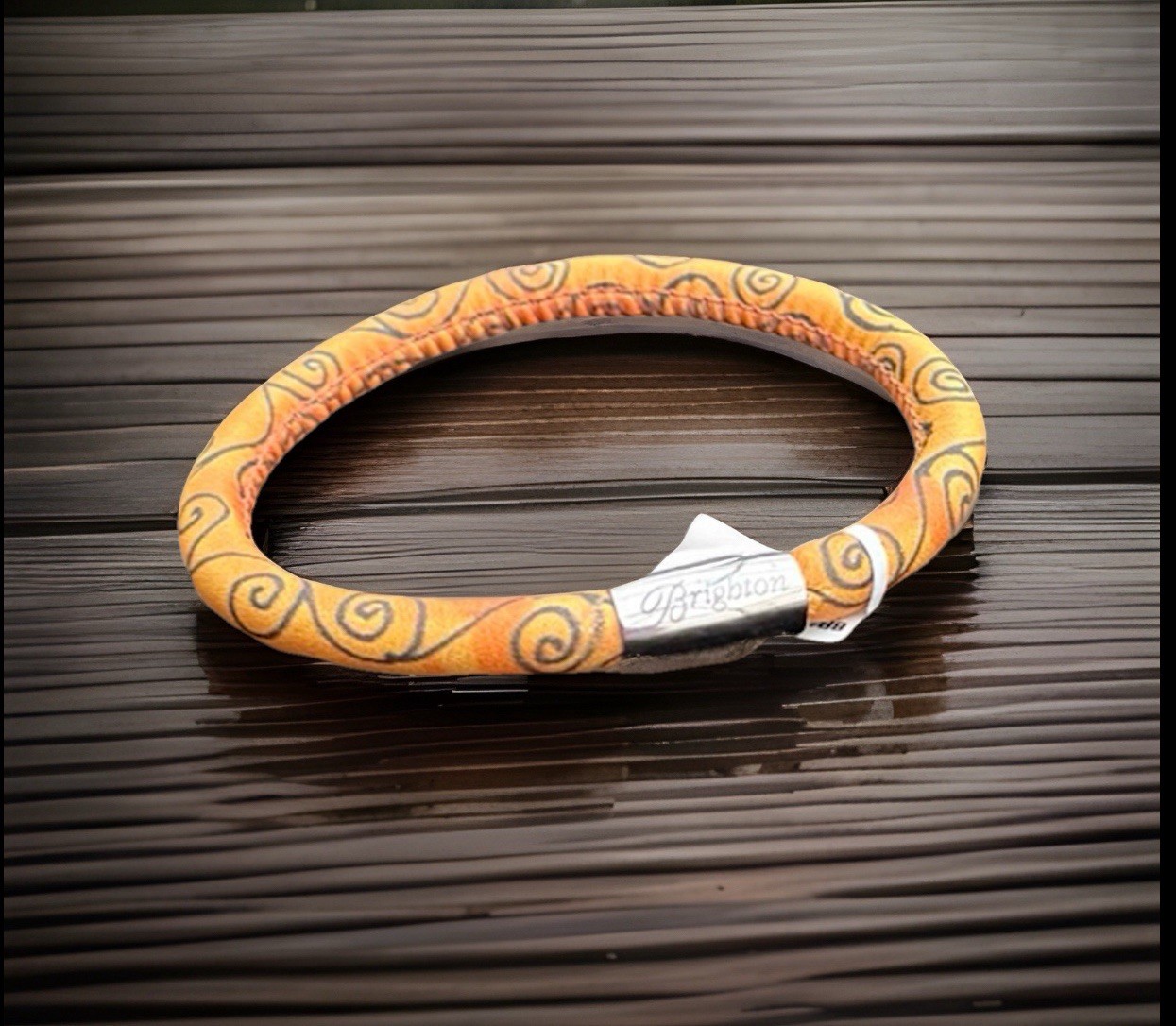 Brighton Bracelet Woodstock Single Orange Black Swirls Whimsy NWT Size 8 1/4”