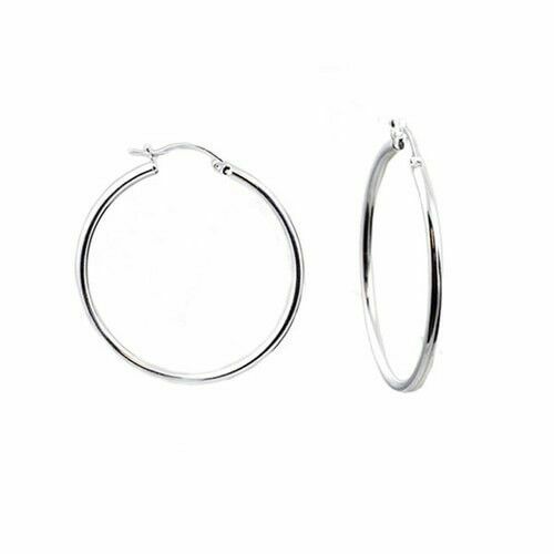 Womens 925 Sterling Silver Elegant S Shaped Large Silver Hoop Earrings – 35MM