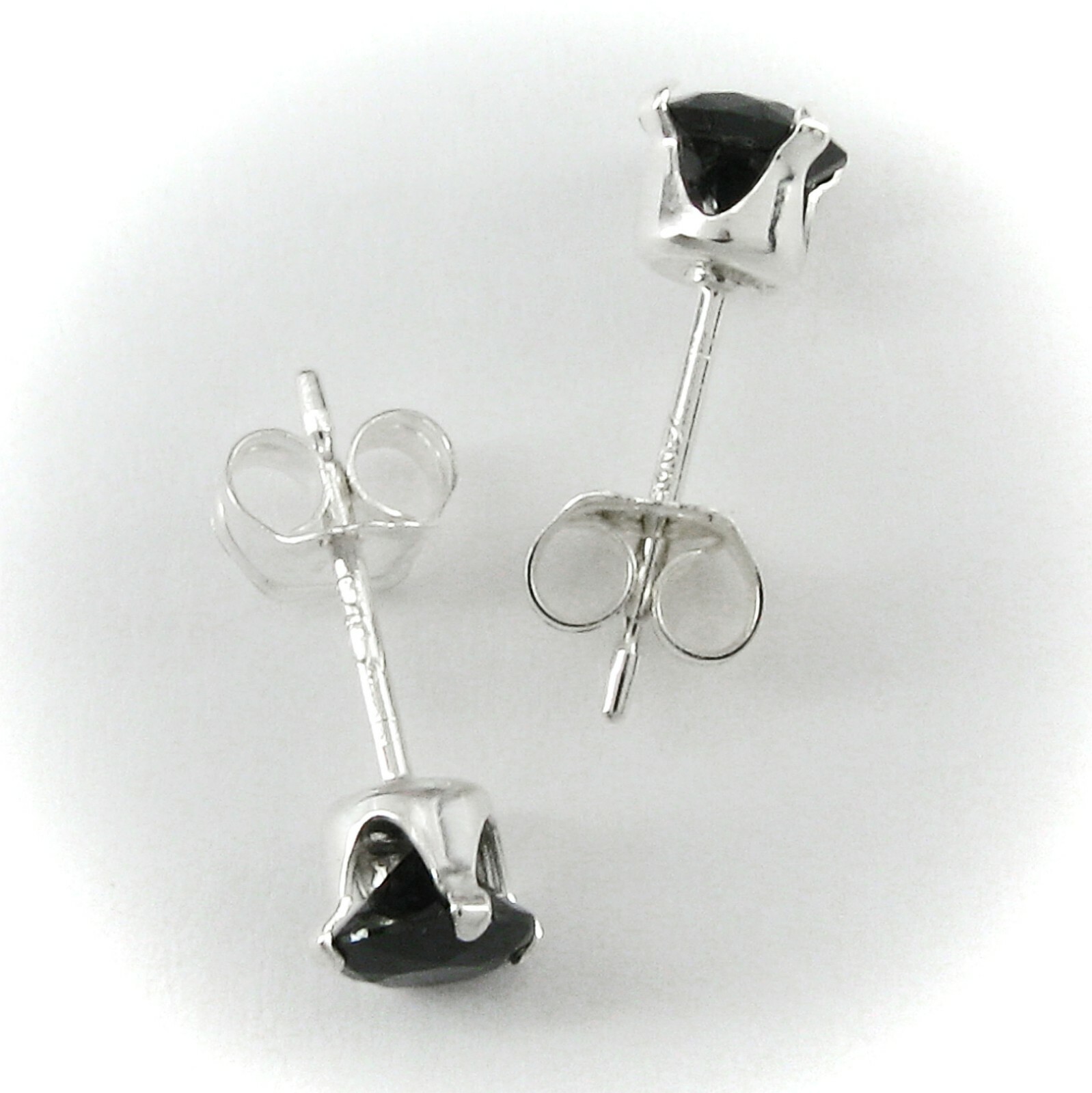 4mm Round Onyx Simulant Post Earrings – 925 STERLING SILVER – NEW!
