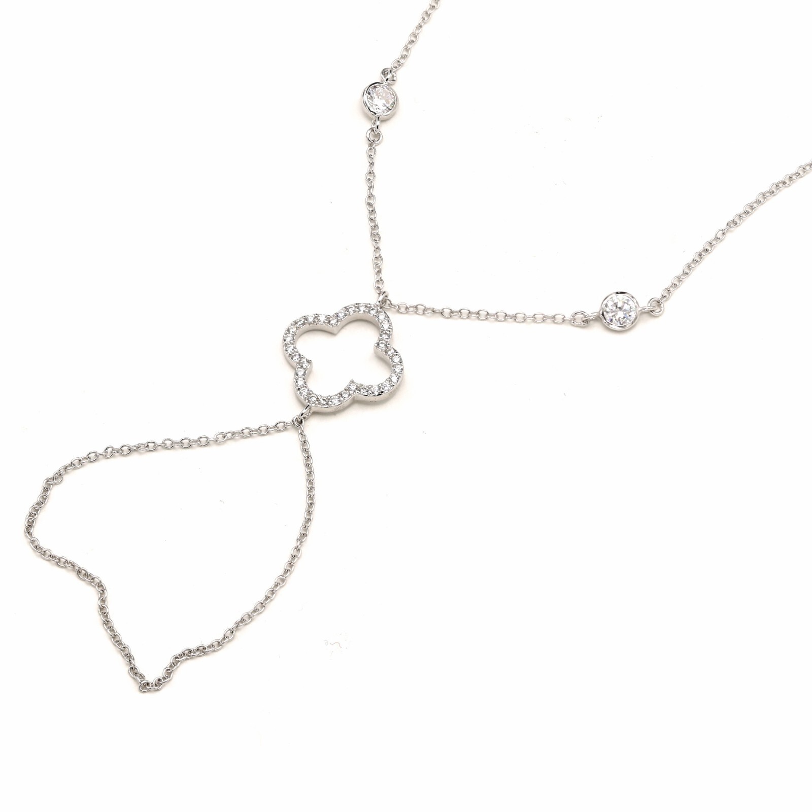 925 Sterling Silver Slave Finger Ring Hand Harness Chain Bracelet