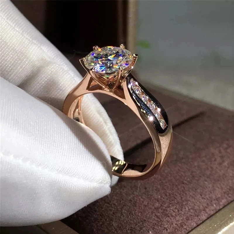 Pure 18K Gold Moissanite Ring for Women Natural Gemstone Luxury Fine Jewelry