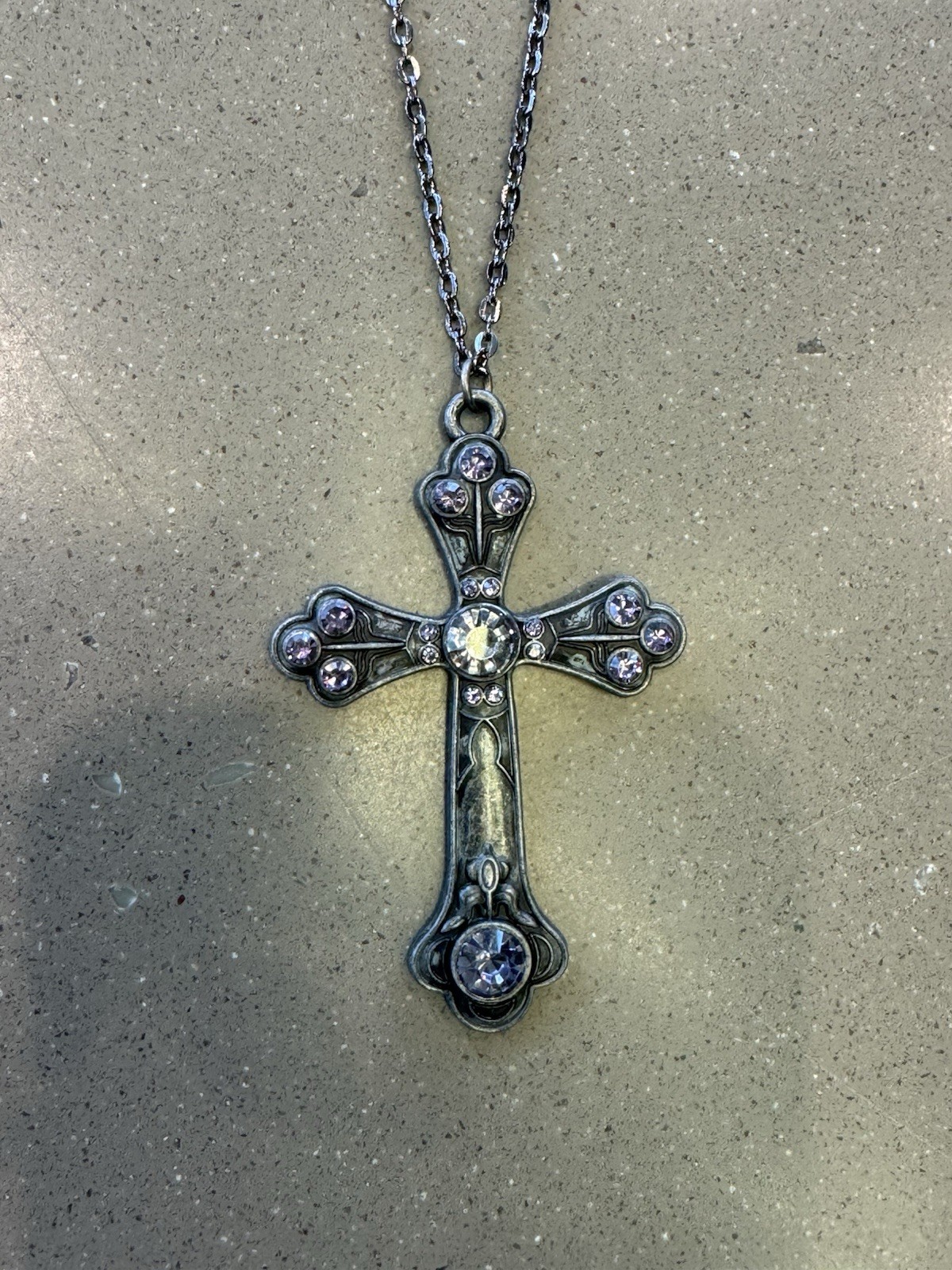 20” Gunmetal Plated Chain Gothic Style Cross Necklace