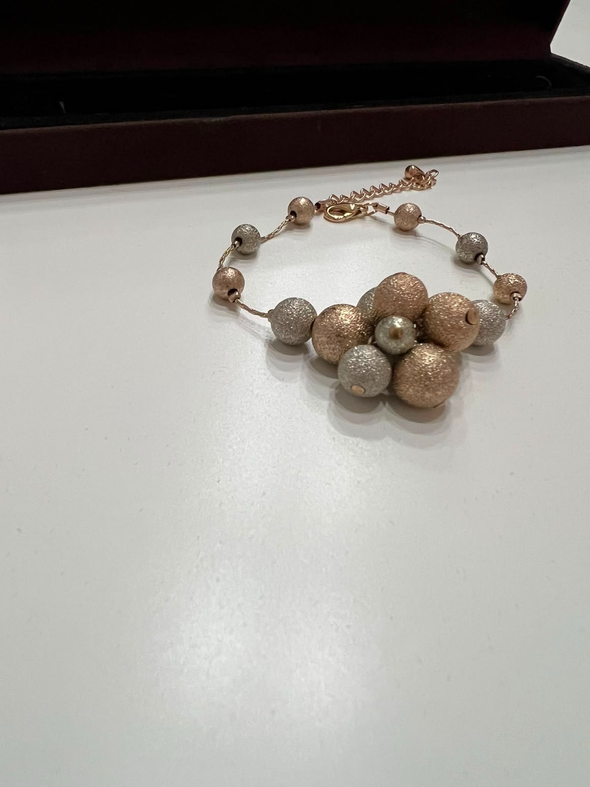 Vintage Beaded Bracelet Gold Silver Textured Beads Fashion Jewelry Accessory 10Y
