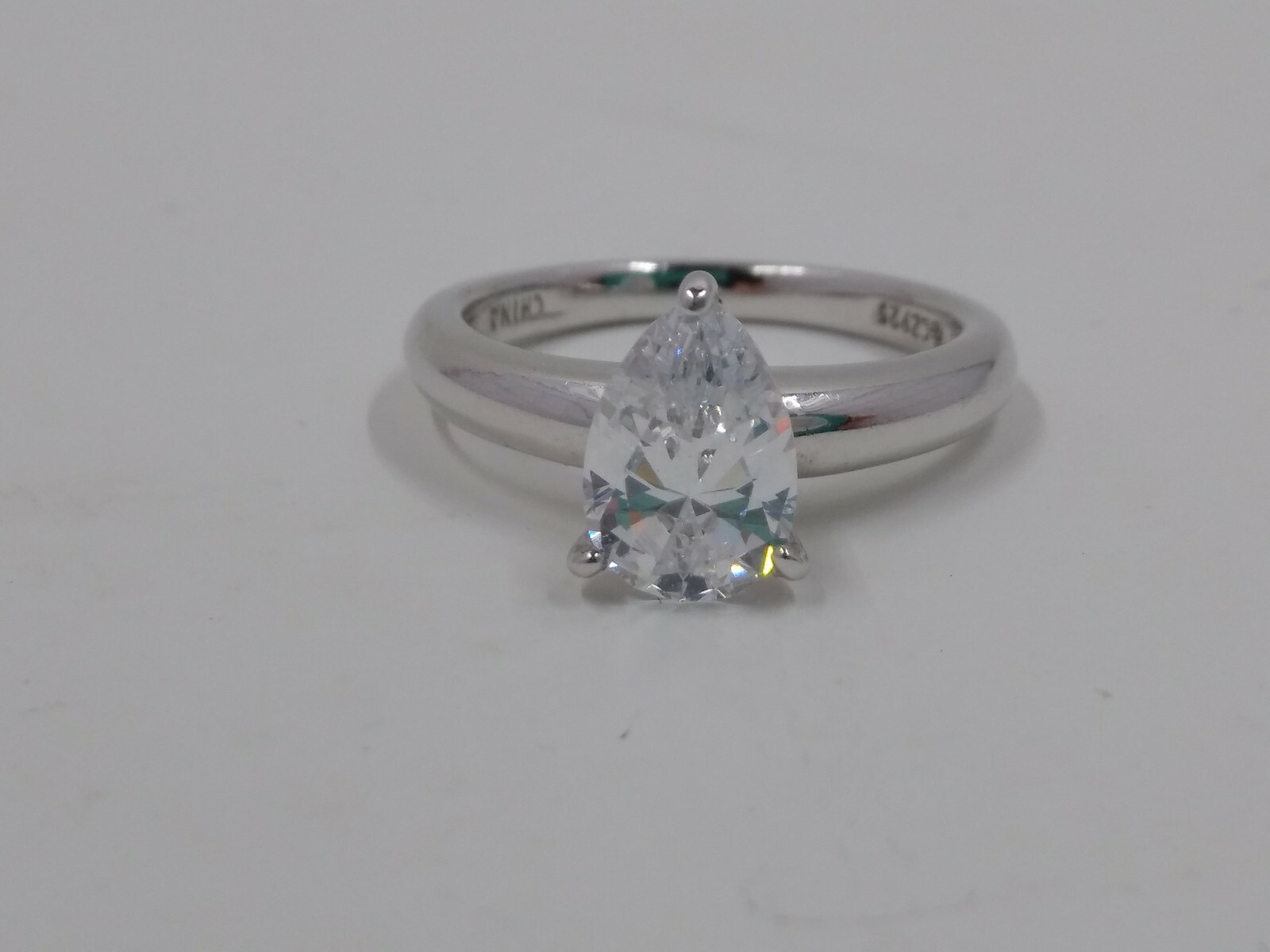 Epiphany Diamonique Pear 1.50 cttw Cubic Zirconia Solitaire Ring Platinum Plated