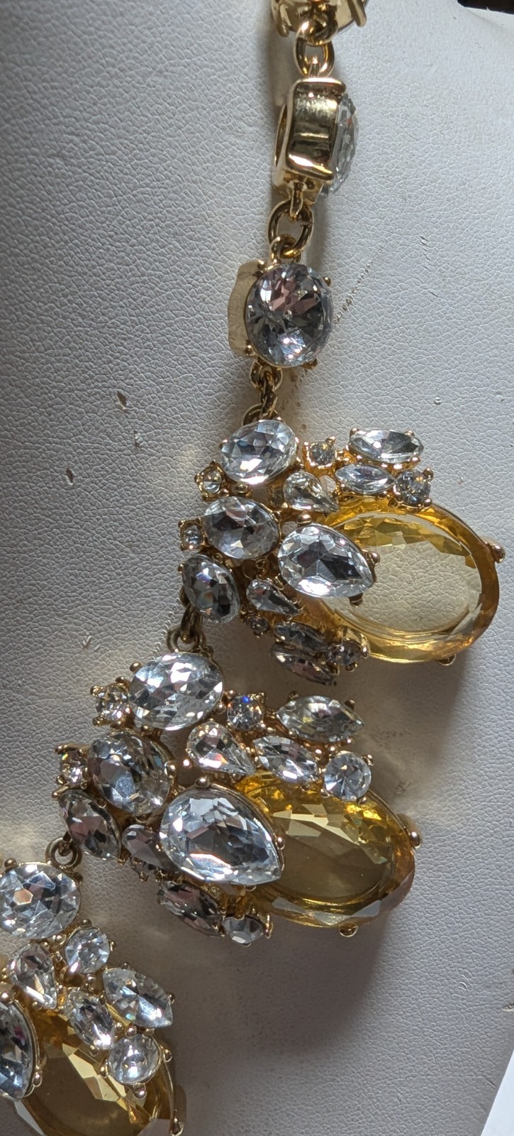 Talbots Canary Yellow Rhinestone Statement Necklace 18 – 21 Inches