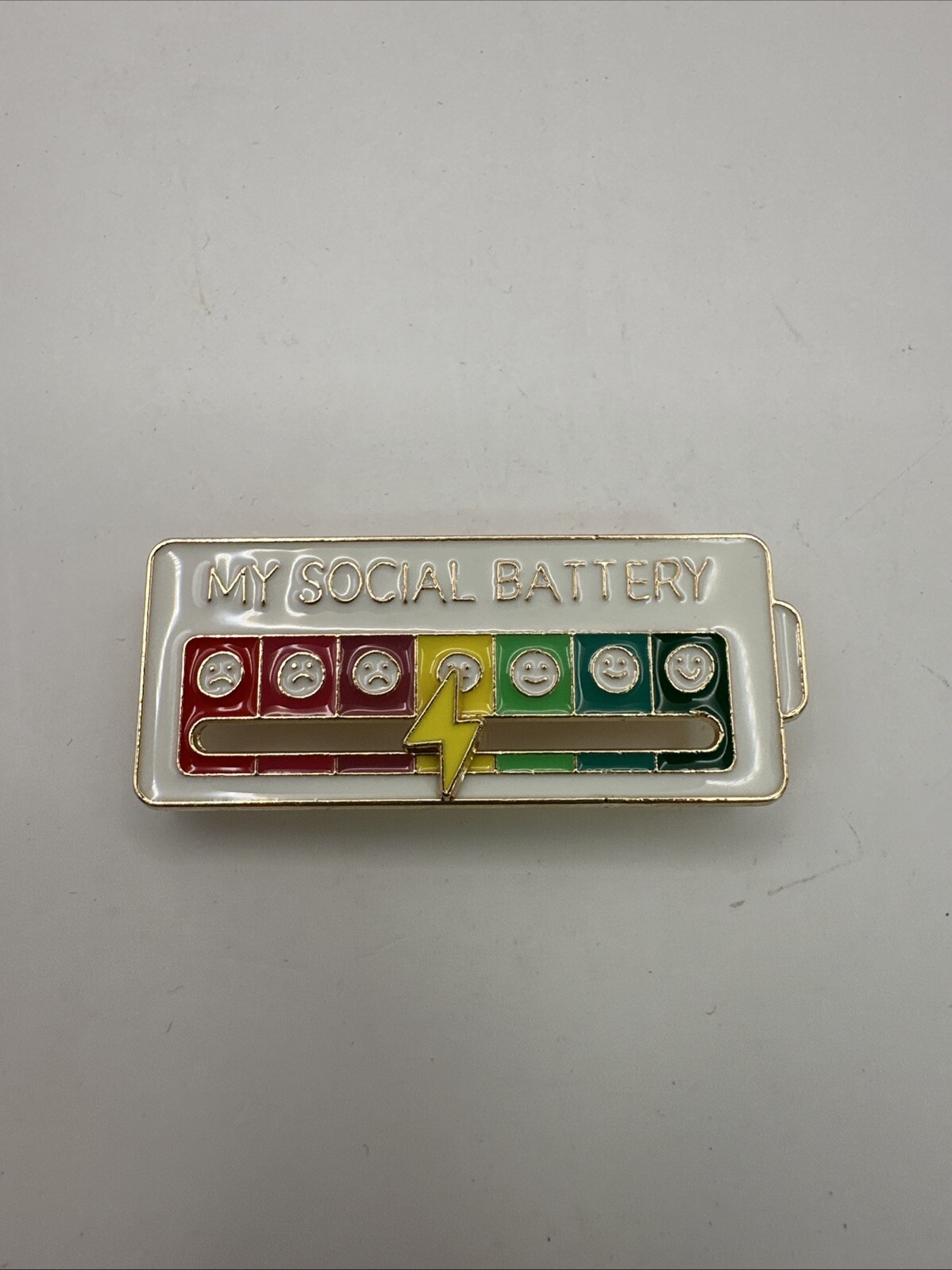 My Social Battery Sliding Metal Enamel Pin Lapel Purse Hat Pinback