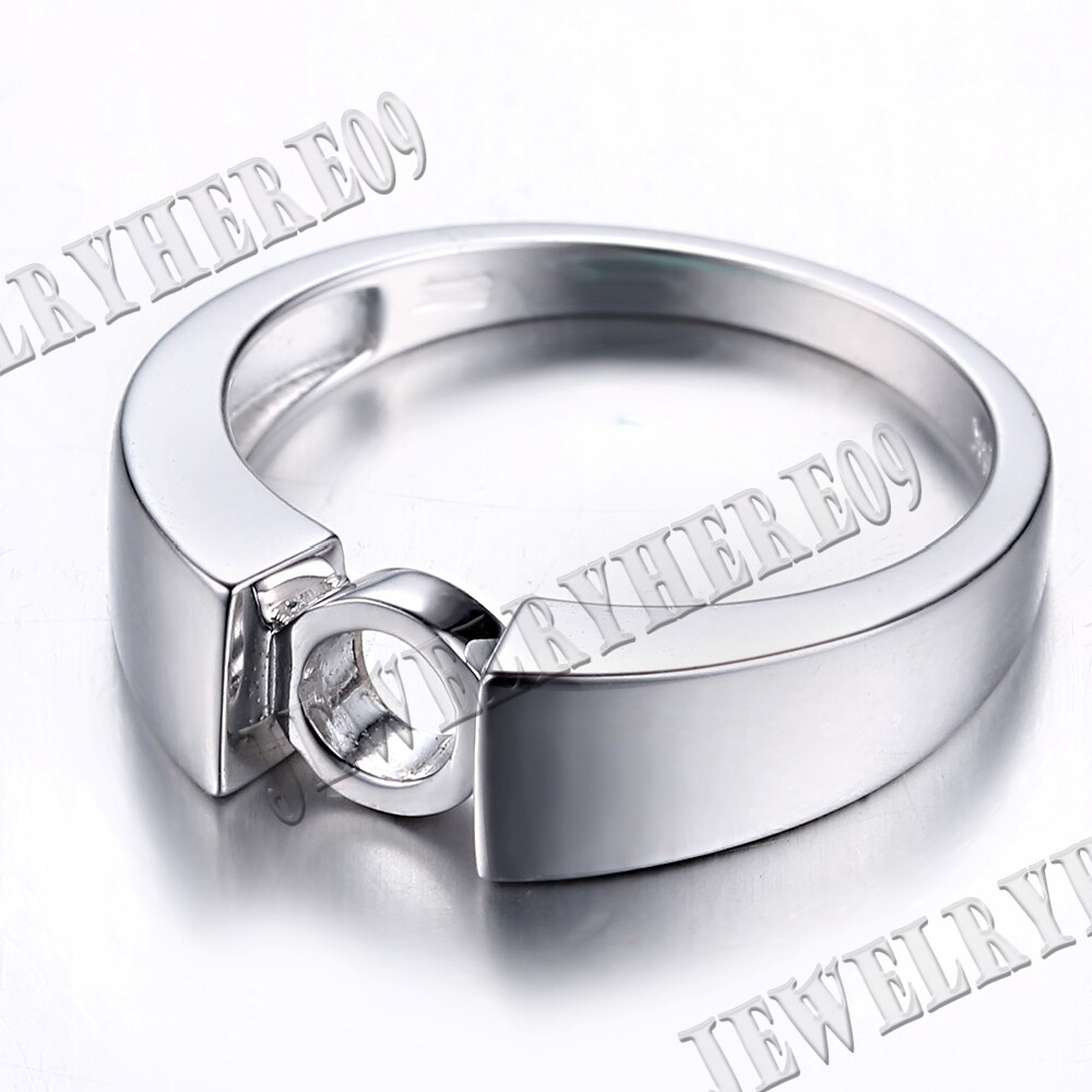 Wedding Fashion 6.5MM Round Tension Setting Solid Semi Mount Ring Silver 925