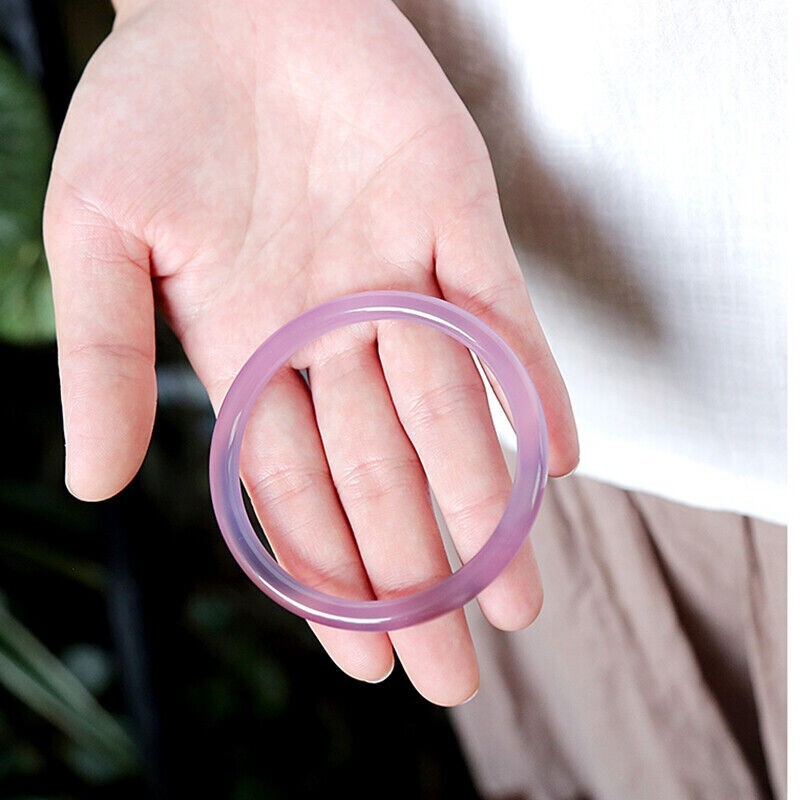 Natural 56-58mm Purple icy A Jade Jadeite Chalcedony Bangle Bracelet Jewelry