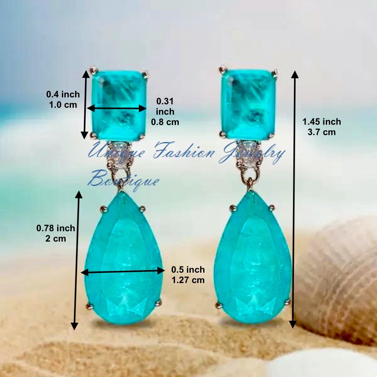 18k Platinum Plated 24 CT Paraiba Tourmaline Drop Earrings Over Sterling Silver