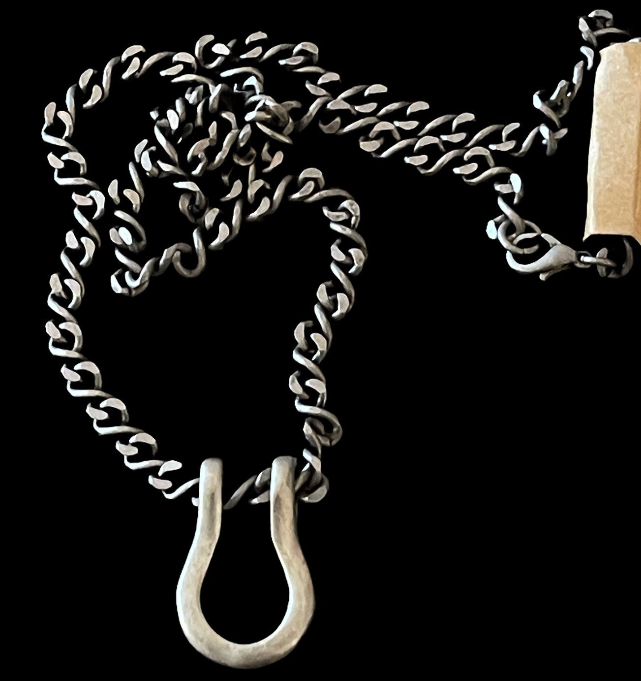 Shackle Pendant Chain Necklace Metal Chunky Industrial Punk Goth Silver Tone