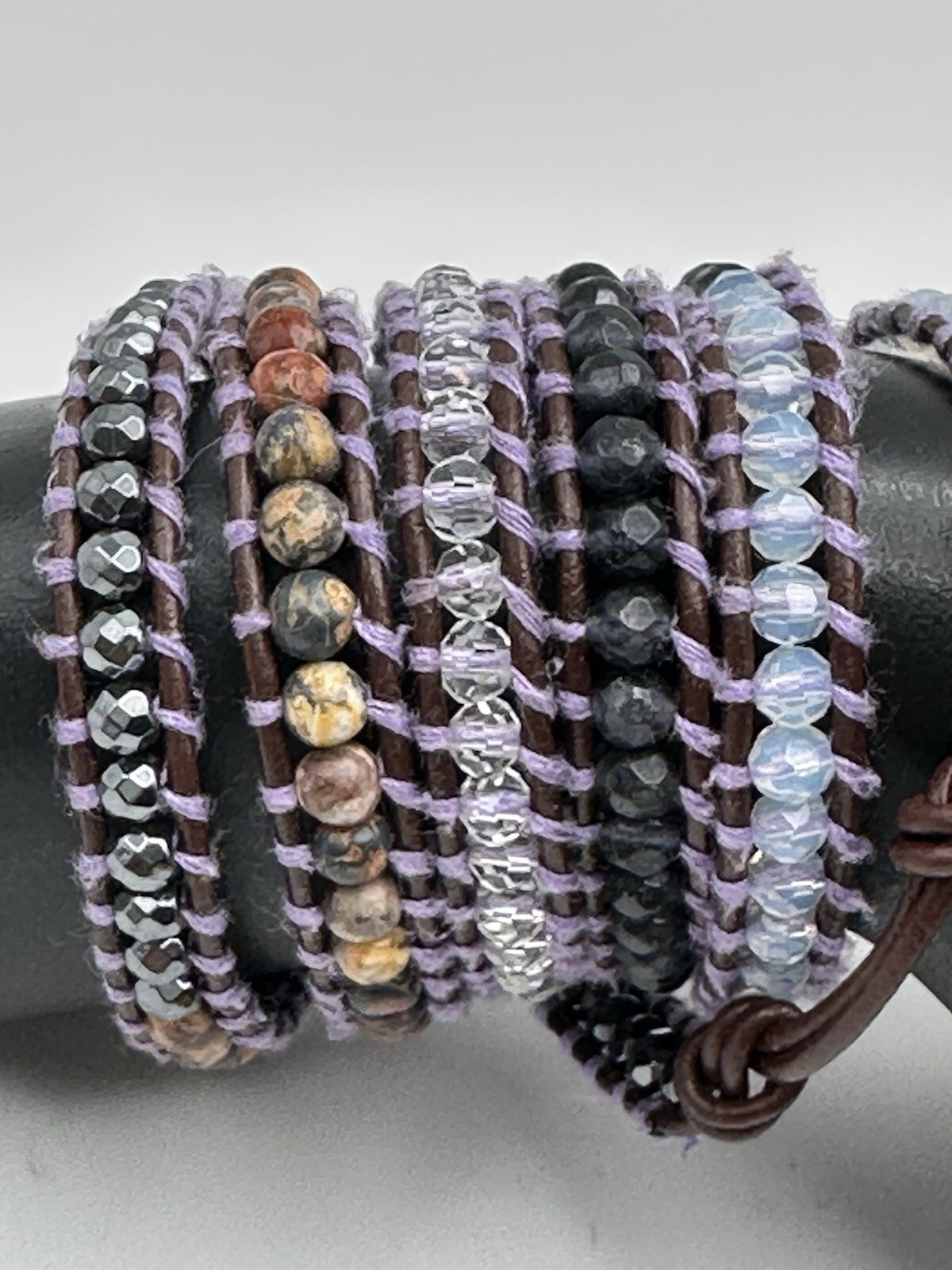 Lizou Beaded Wrap Bracelet 34” Long 5/16” Wide Earth Tones Bohemian Style