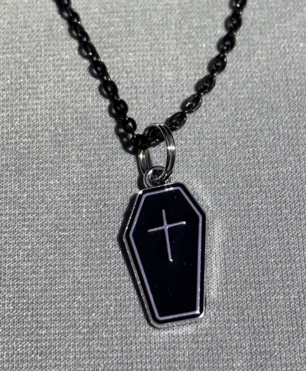 Coffin Pendant Necklace Black Chain
