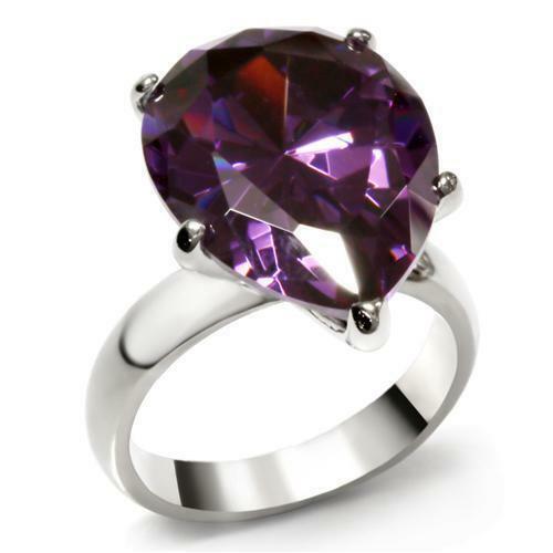 TK045 – High polished (no plating) Stainless Steel Ring with AAA Grade CZ in
