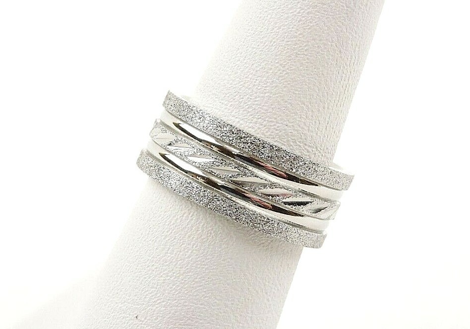 Stainless Steel Textured 8 mm Comfort Fit Band Ring – Free Gift Packaging