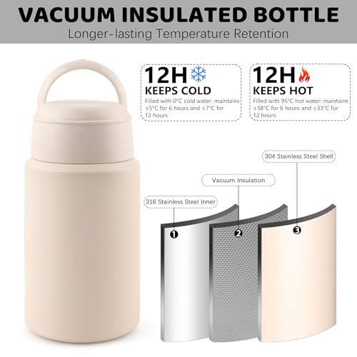 Thermo for Hot & Cold Food, 25oz Insulated Food Jar with Handle White-25oz