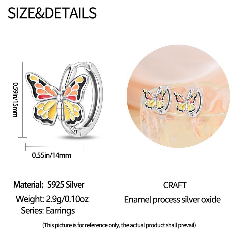 PANDACH 925 Sterling Silver Tiny Butterfly Hoop Earrings for Women Daily Wear