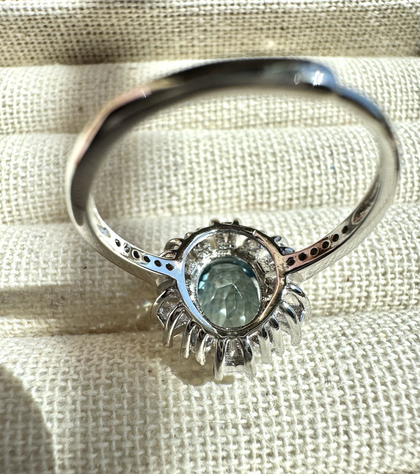 Natural Blue Topaz 925 sterling silver ring Adjustable 8.8*6.9mm