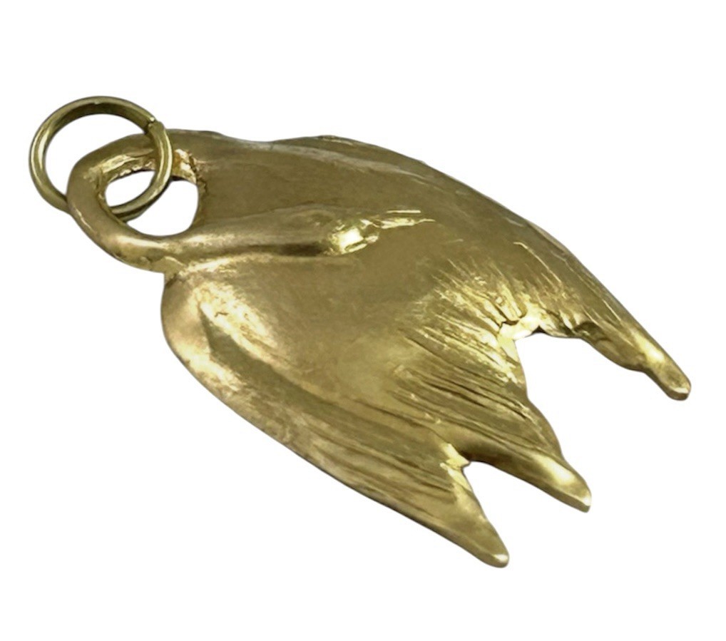 Swan Charm Necklace Pendant Elegant Brass Metal Stamping Bird Goose Jewelry