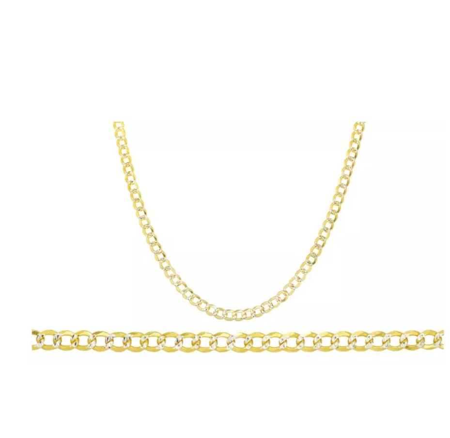 18K Yellow Gold Filled TarnishResist 3mm Wide Flat Curb Link Chain Necklace X70G